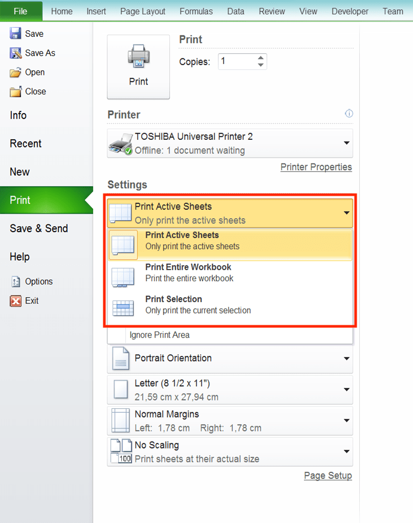 Cara Print Excel Agar Tidak Terpotong, Rapi, dan Full Kertas - Screenshot Pengaturan Jangkauan