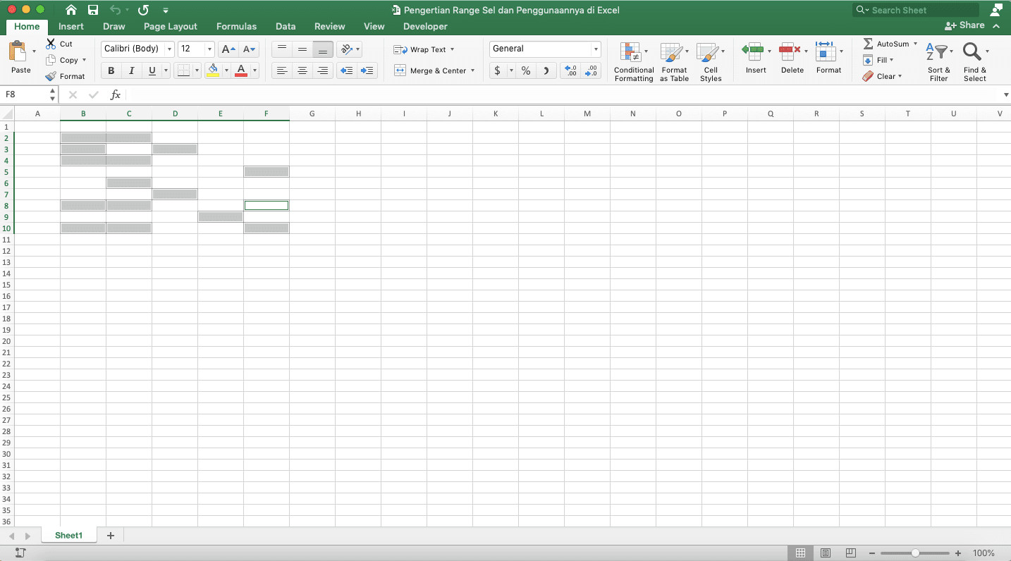 Pengertian Dari Range Adalah; Definisi, Fungsi, dan Penggunaannya di Excel - Screenshot Contoh Range (Cell Range) Tidak Beraturan