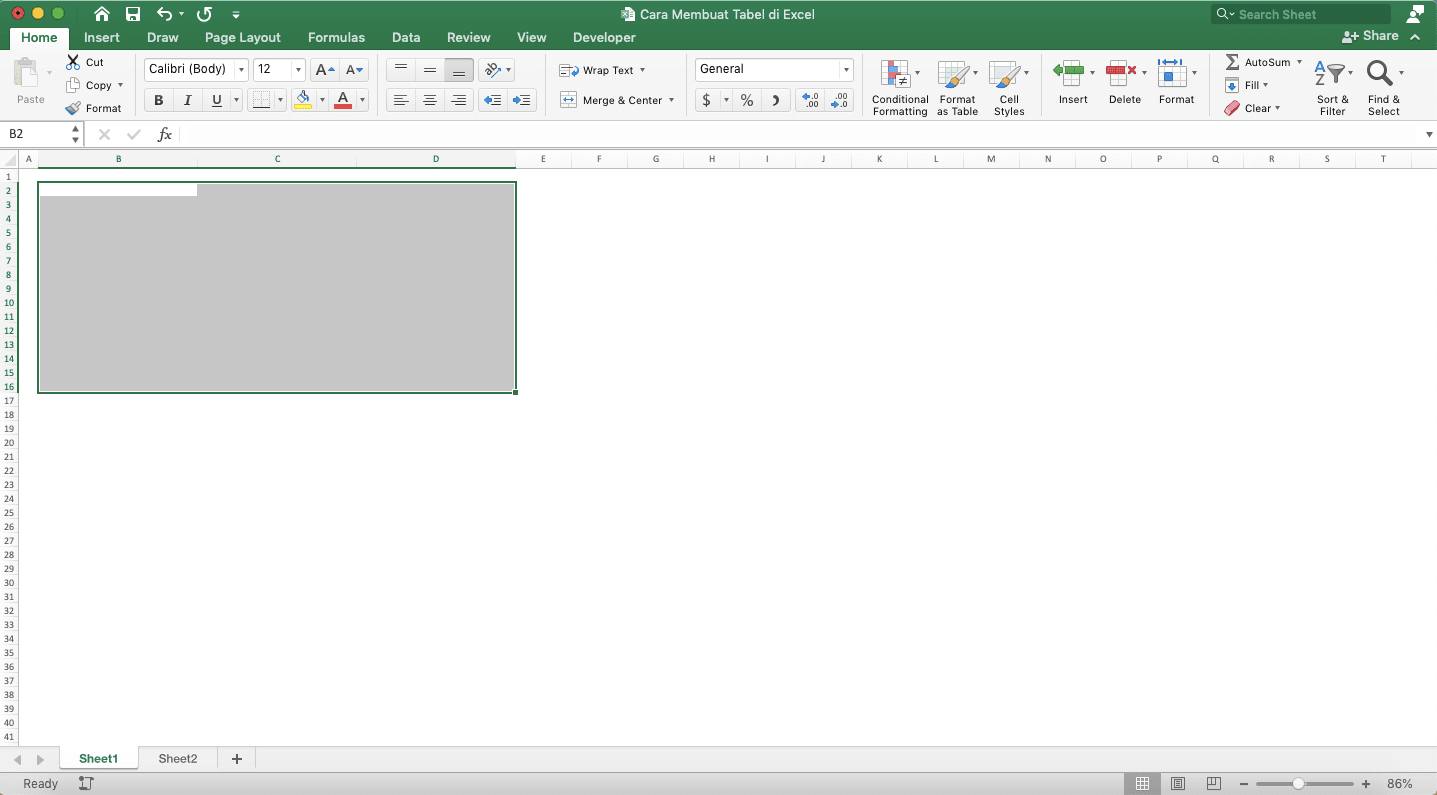 Cara Membuat Tabel di Excel - Screenshot Contoh Hasil Hapus Tabel Excel Beserta Isinya