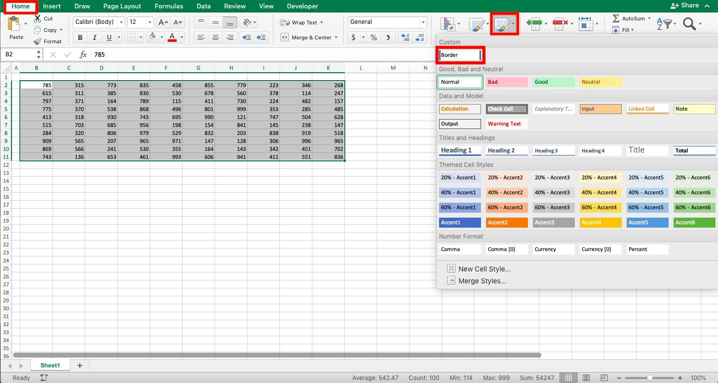 Cara Menambah Garis (Border) di Excel - Screenshot Cara Membuat dan Menyimpan Custom Border Style, Langkah 7-1