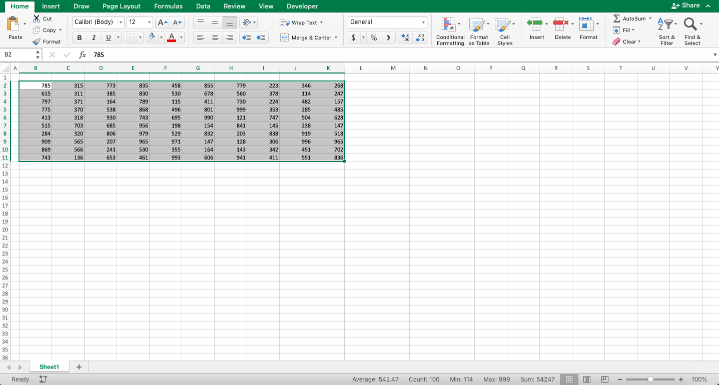 Cara Menambah Garis (Border) di Excel - Screenshot Contoh Hasil Penghapusan Garis