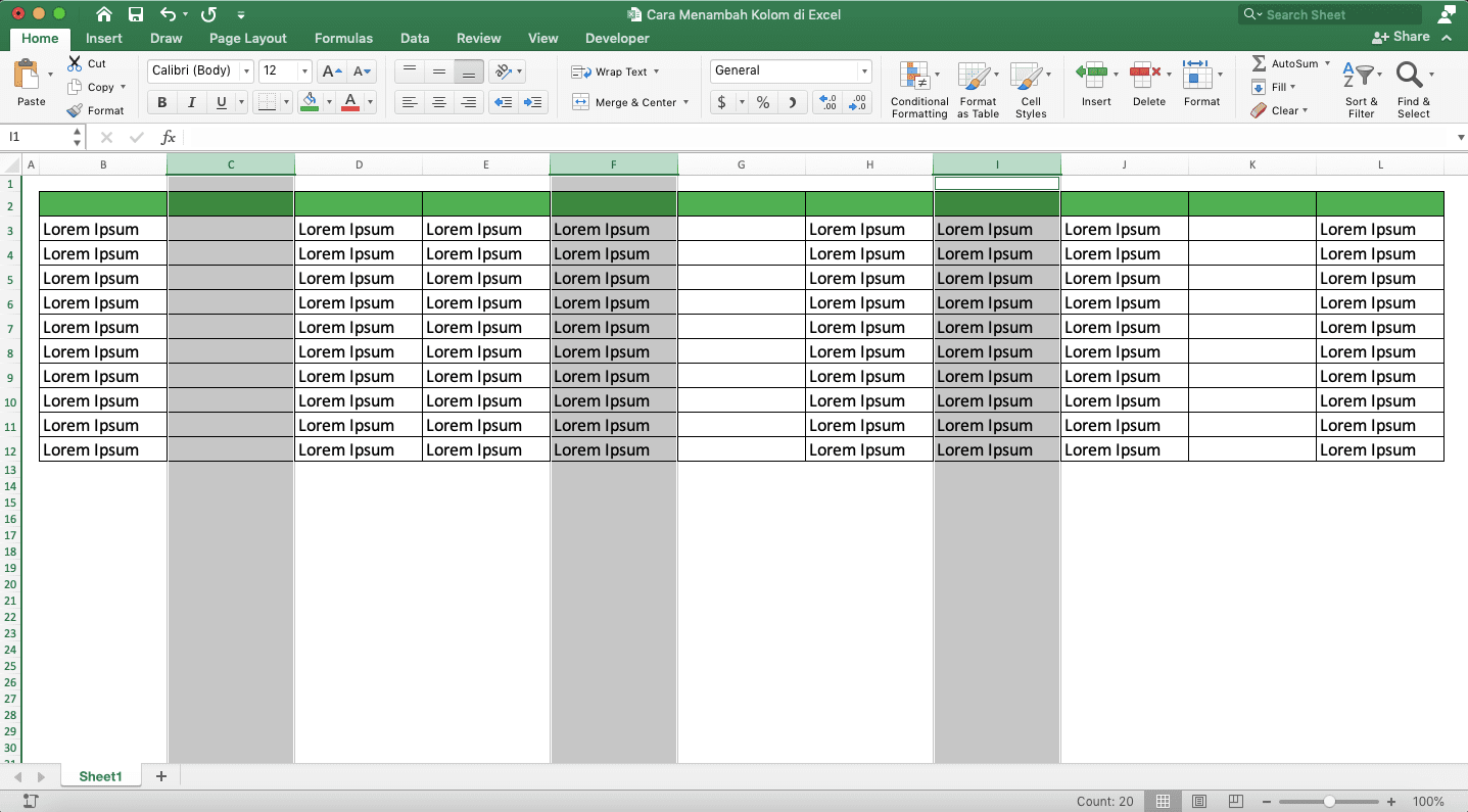 Cara Menambah Kolom di Excel - Screenshot Langkah Penambahan Kolom yang Tidak Berdekatan 5