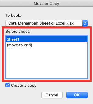 Cara Menambah Sheet di Excel - Screenshot Cara Salin, Langkah 3