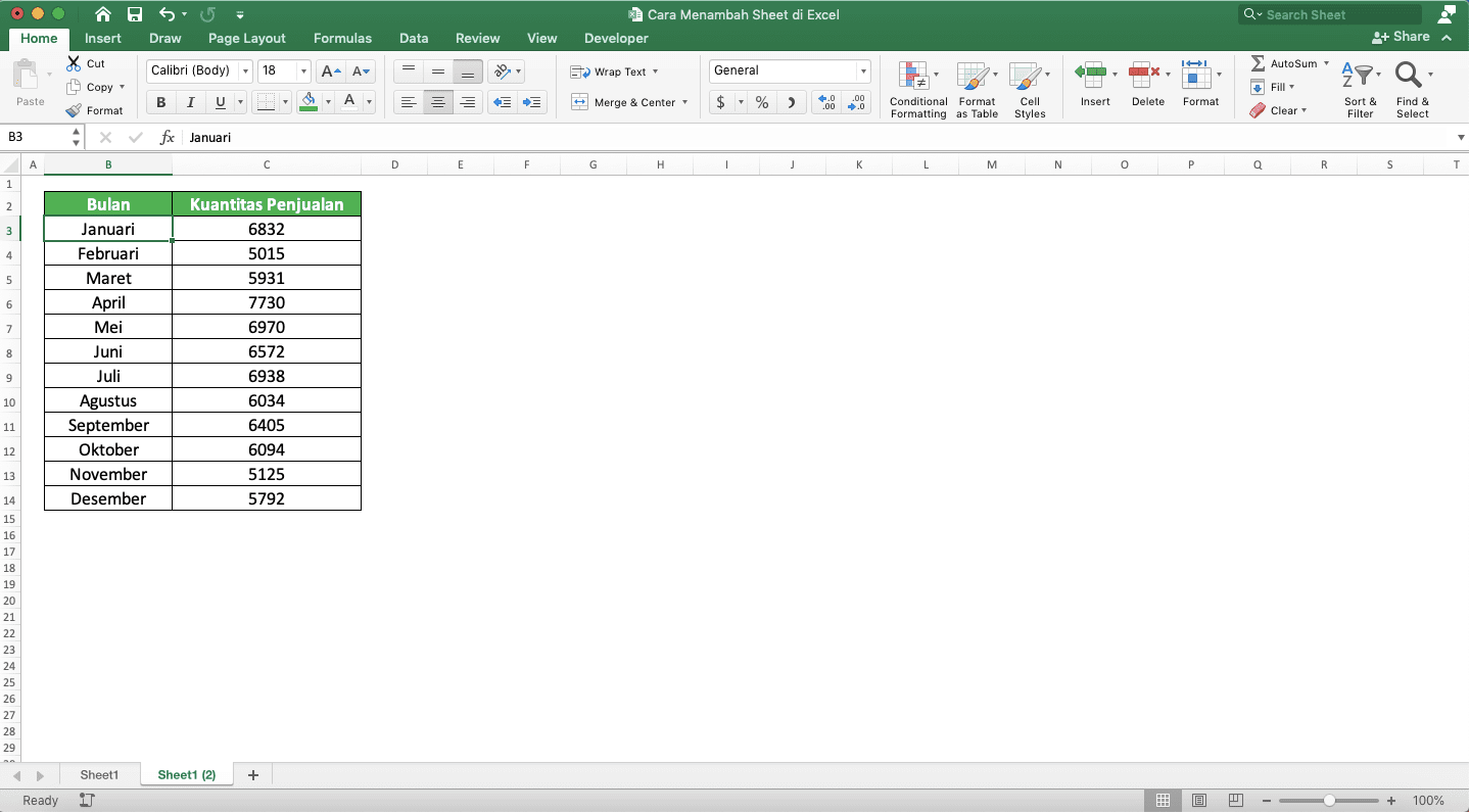 Cara Menambah Sheet di Excel - Screenshot Cara Salin, Langkah 5