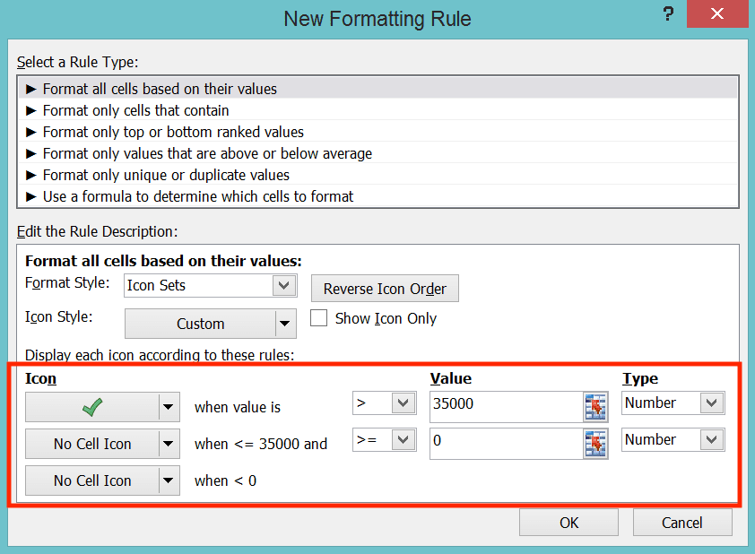 Cara Membuat Tanda Ceklis/Tanda Centang di Excel - Screenshot Contoh Peraturan Conditional Formatting untuk Memasukkan Tanda Ceklis/Centang di Excel