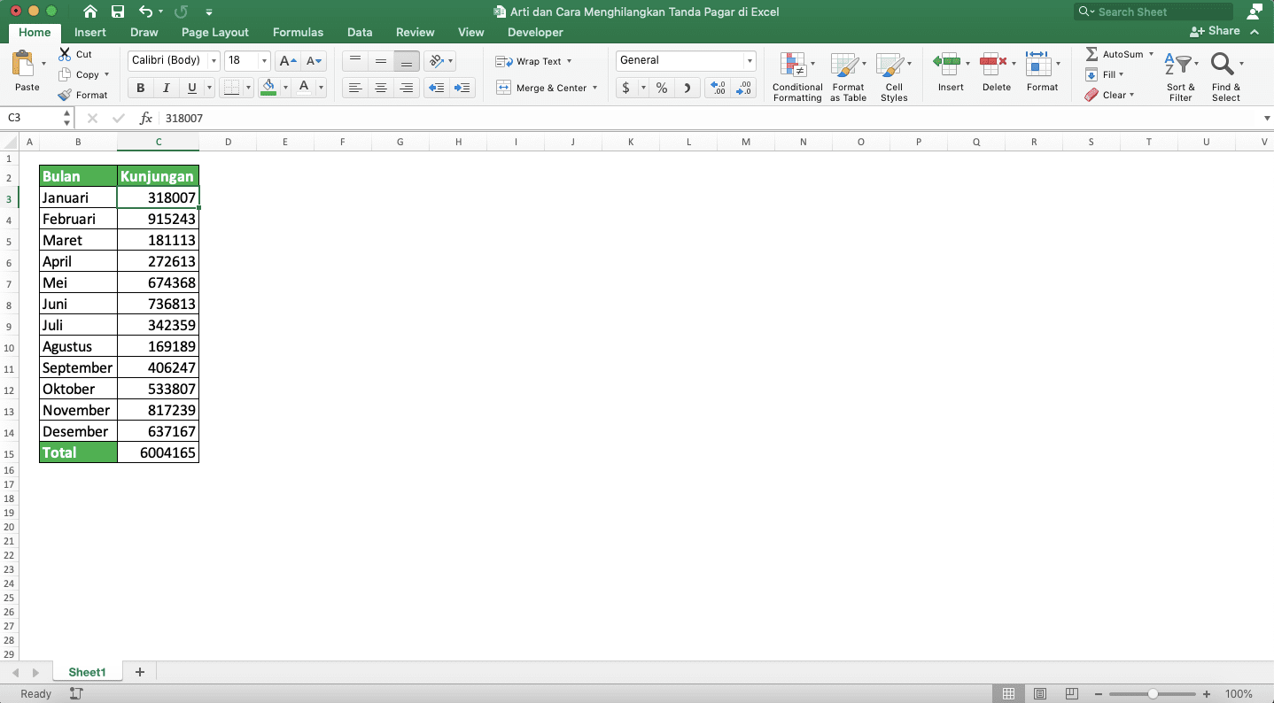 Arti dan Cara Menghilangkan Tanda Pagar di Excel - Screenshot Langkah Double Click 3