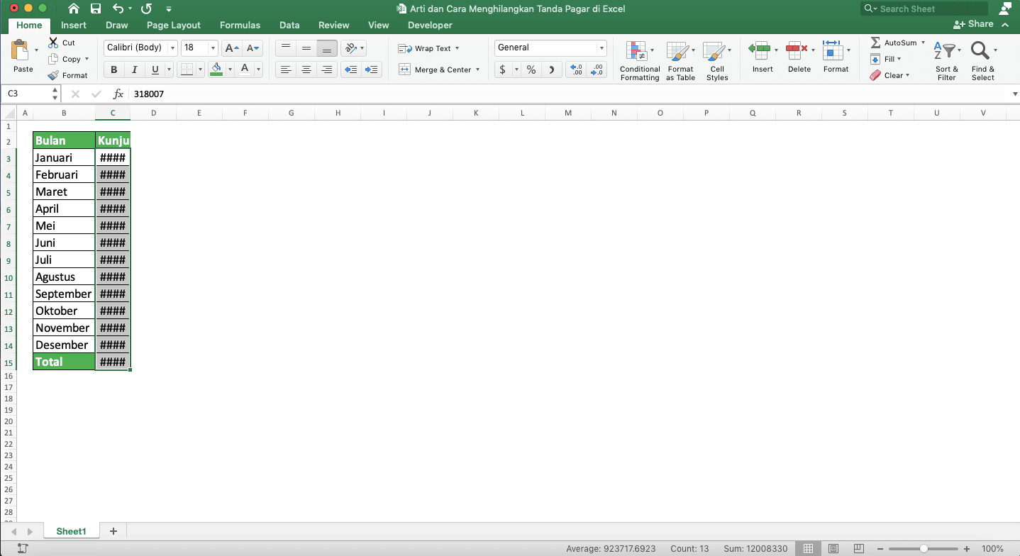Arti dan Cara Menghilangkan Tanda Pagar di Excel - Screenshot Langkah Shrink to Fit 1