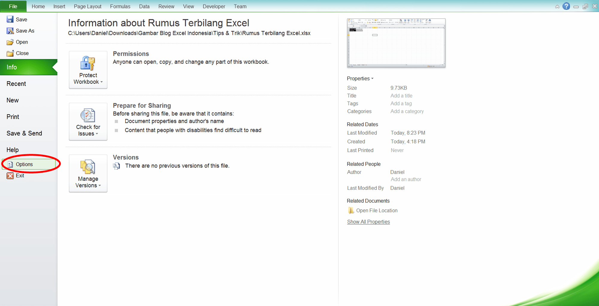 Rumus terbilang excel - Screenshot Langkah 1-2