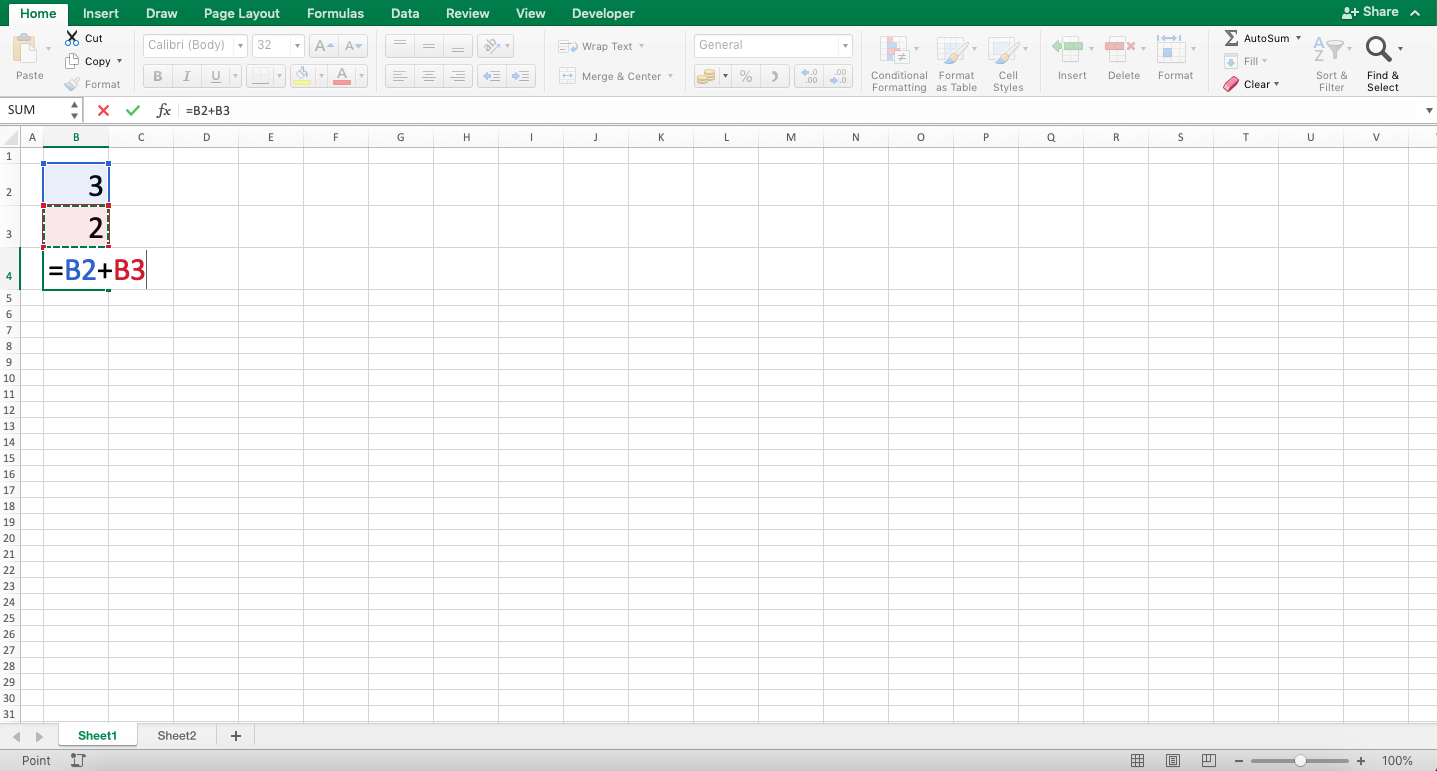 Cara Menulis Rumus di Excel - Screenshot Langkah 1-2