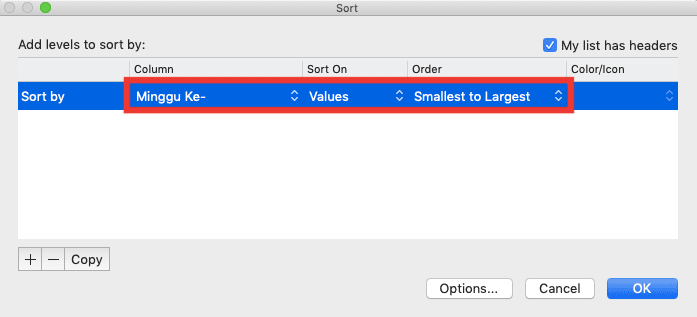 Cara Mengurutkan Angka di Excel - Screenshot Cara Mengurutkan Angka di Excel dengan Lebih dari Satu Tingkatan Pengurutan, Langkah 3