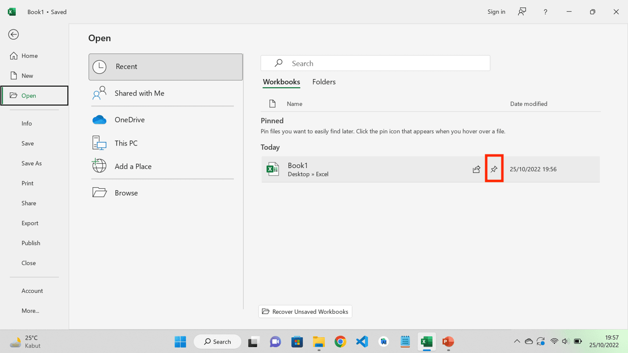 Pengertian Workbook Adalah; Definisi, Fungsi, dan Penggunaannya di Excel - Screenshot Langkah Cara Pin File Workbook di Excel 4