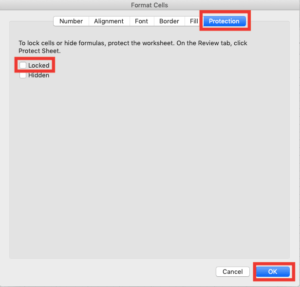 Pengertian Worksheet Adalah; Definisi, Fungsi, dan Cara Menggunakannya di Excel - Screenshot Lokasi Tab Protection, Boks Centang Locked, dan Tombol OK Format Cells Excel