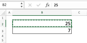 Multiplication in Excel and All Its Formulas & Functions - Screenshot of the Example for the Copy Mode on a Number Cell