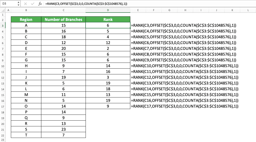 How to Rank in Excel with Various Excel Ranking Formulas - Screenshot of the Rank Update Example When We Enter New Numbers in Our Numbers Cell Range
