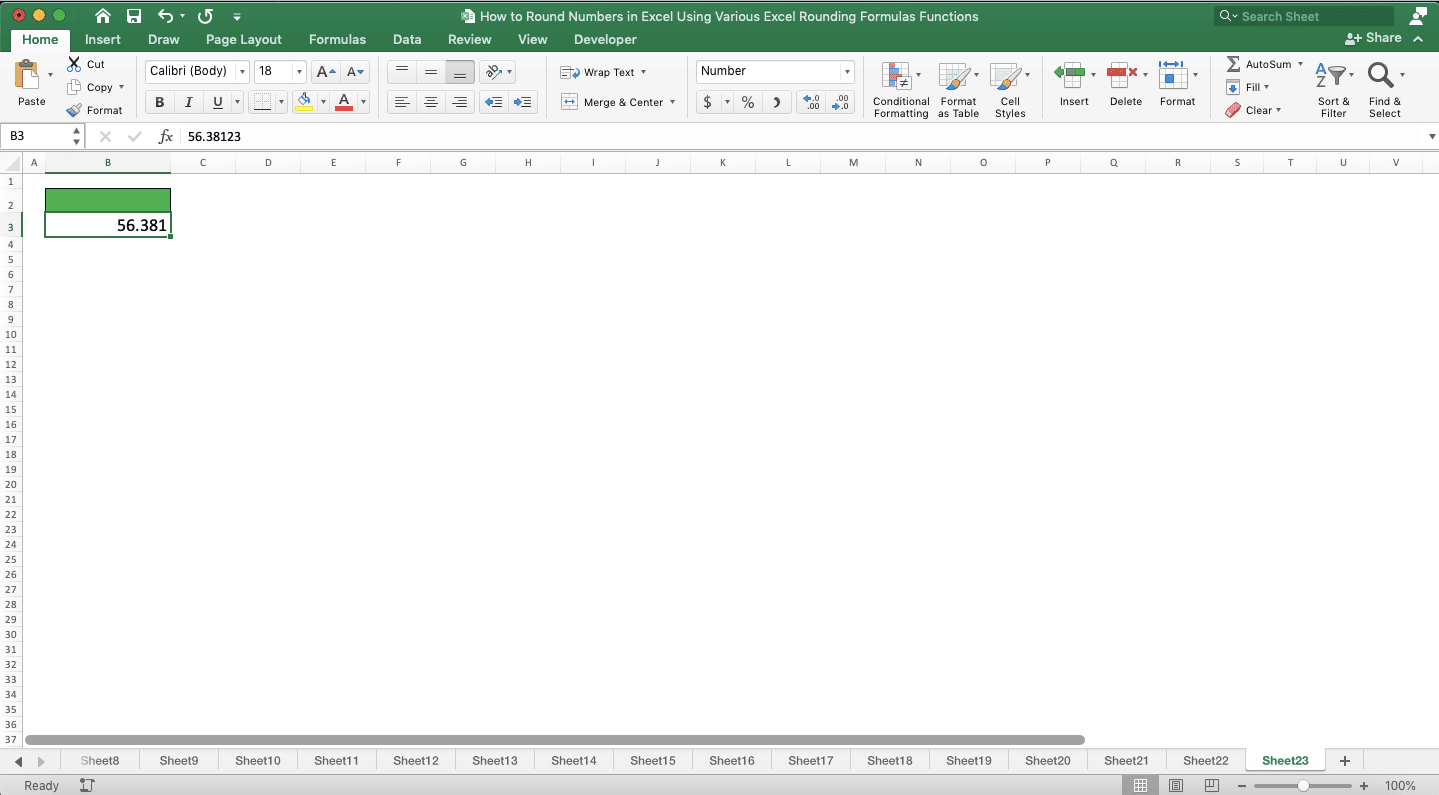 How to Round Numbers in Excel Using Various Excel Rounding Formulas/Functions - Screenshot of the Result Example of the Number Rounding Using Custom Format