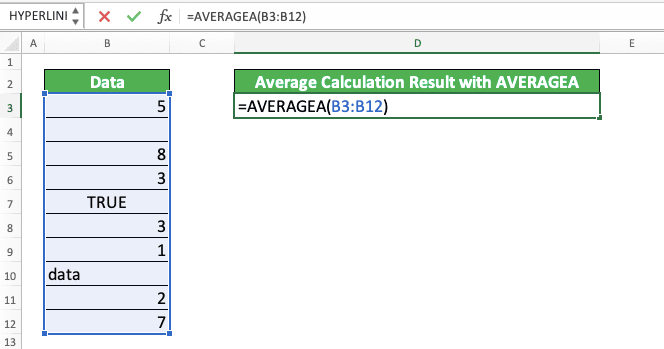 AVERAGEA Formula in Excel: Functions, Examples, and How to Use - Screenshot of Step 4