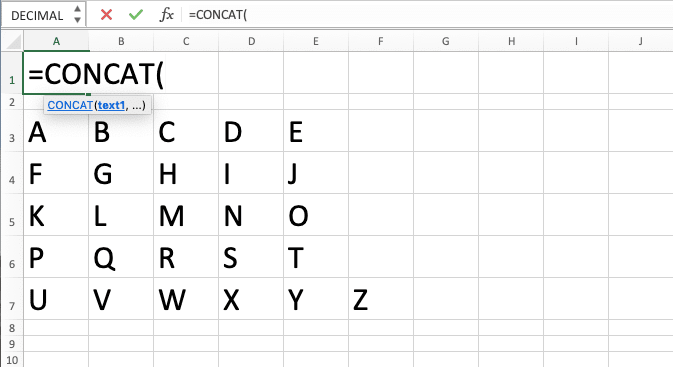 CONCAT Excel Formula: Functions, Examples, and How to Use - Screenshot of Step 2