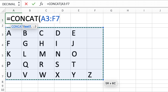 CONCAT Excel Formula: Functions, Examples, and How to Use - Screenshot of Step 3