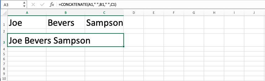 CONCATENATE Function in Excel - Screenshot of Step 6