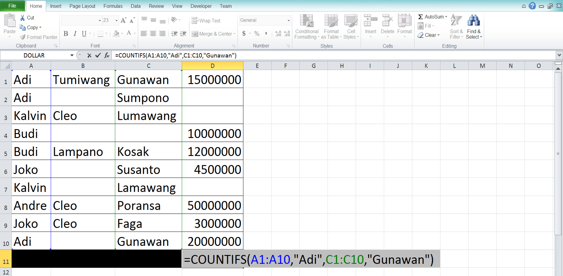 How to Use COUNTIFS Excel Formula: Function, Examples, and Writing Steps - Screenshot of Step 6