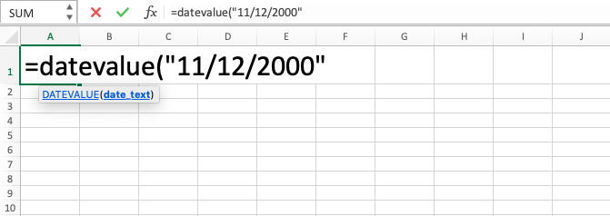 DATEVALUE Function in Excel - Screenshot of Step 3
