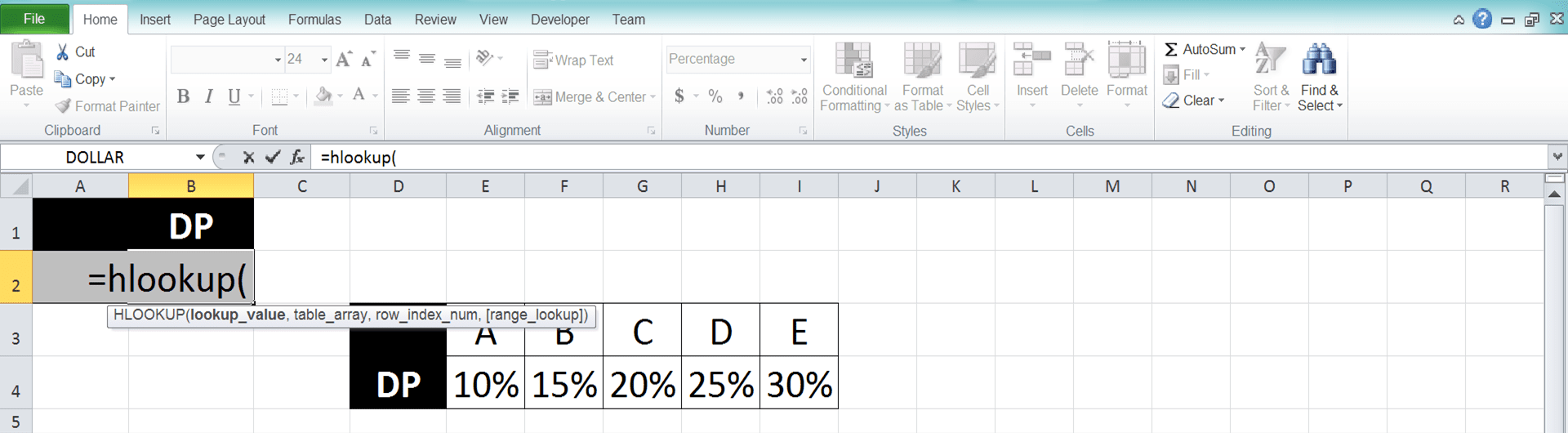HLOOKUP Formula in Excel: Functions, Examples, and How to Use - Screenshot of Step 2