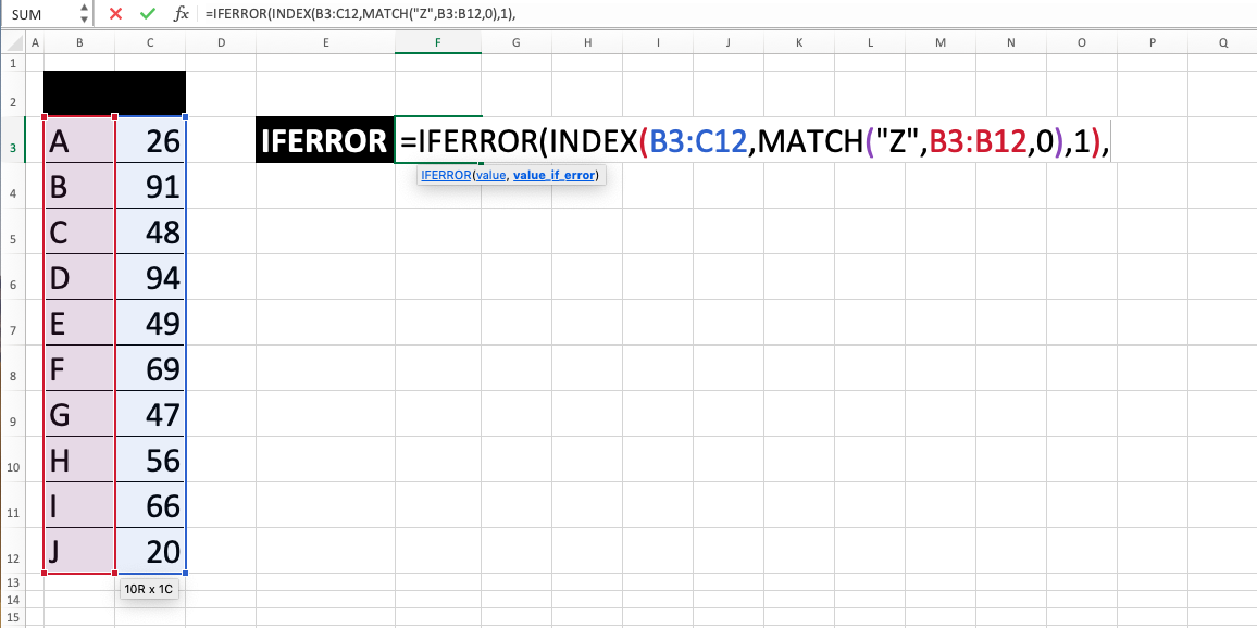 IFERROR in Excel - Screenshot of Step 3