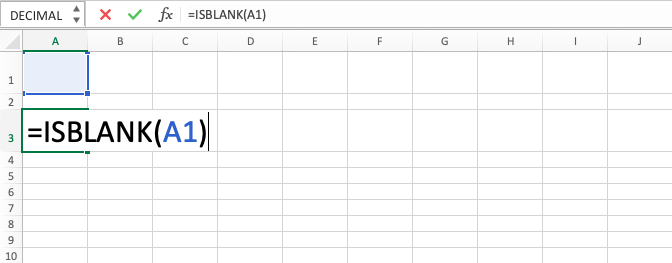 ISBLANK Excel Formula - Screenshot of Step 4