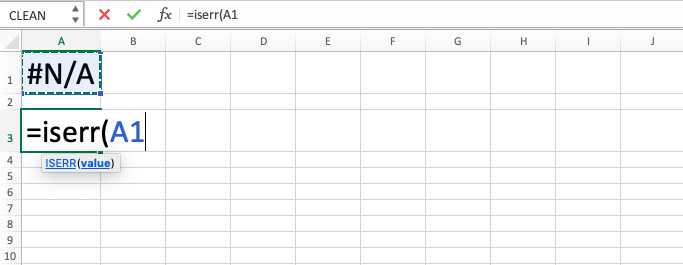 ISERR Excel Formula - Screenshot of Step 3