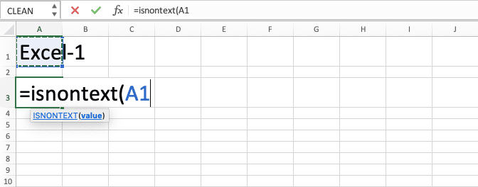 How to Use the ISNONTEXT Function in Excel: Usabilities, Examples, and Writing Steps - Screenshot of Step 3