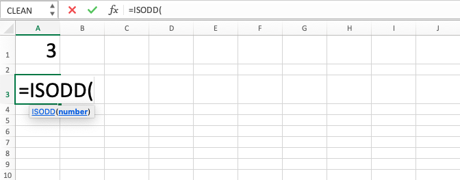 ISODD Excel Formula - Screenshot of Step 2