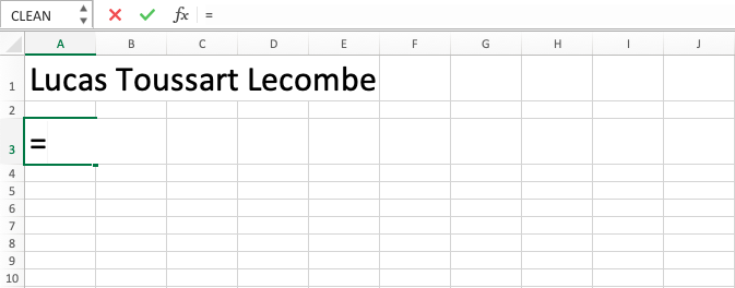 ISTEXT Function in Excel - Screenshot of Step 1