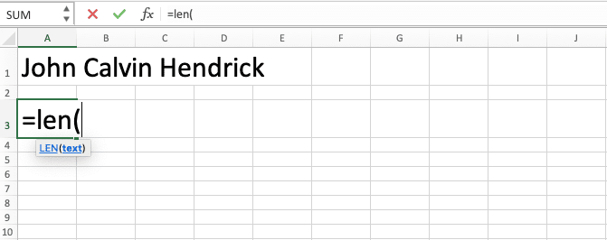 How to Use Excel LEN Function/Formula: Usability, Example, and Writing Steps - Screenshot of Step 2
