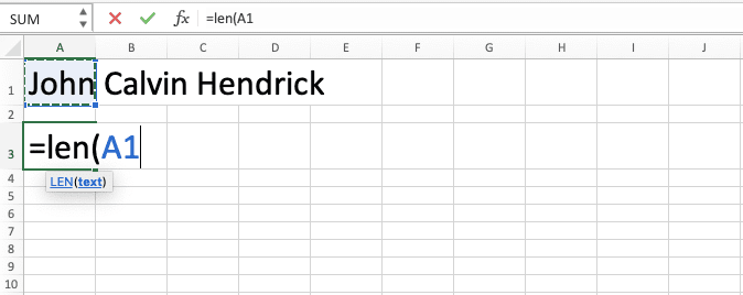 How to Use Excel LEN Function/Formula: Usability, Example, and Writing Steps - Screenshot of Step 3