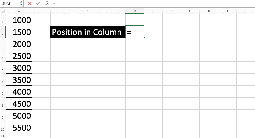 How to Use MATCH Formula in Excel: Function, Example, and Writing Steps - Screenshot of Step 1