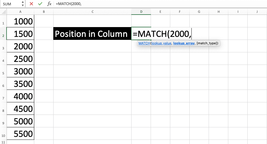 How to Use MATCH Formula in Excel: Function, Example, and Writing Steps - Screenshot of Step 3