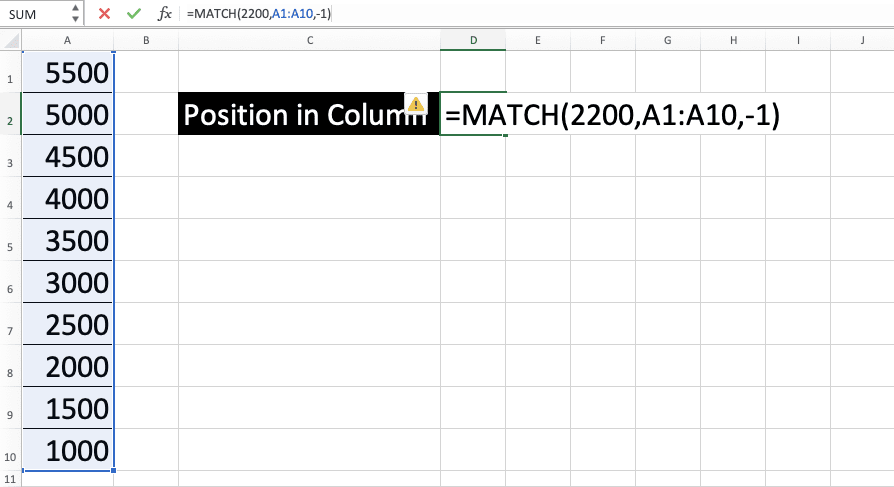 How to Use MATCH Formula in Excel: Function, Example, and Writing Steps - Screenshot of Step 8-2