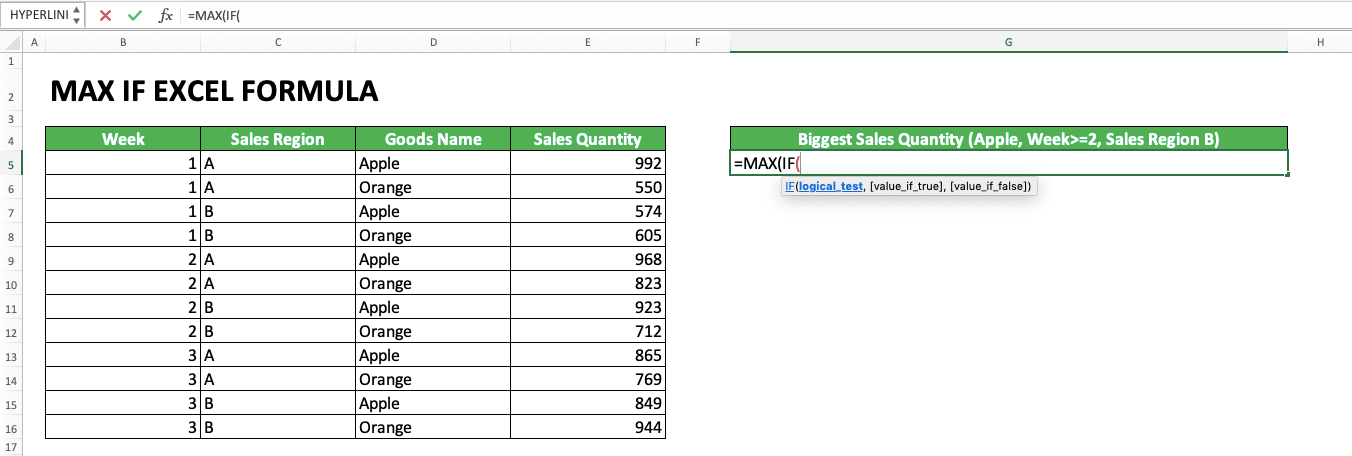 How to Use MAX IF Excel Formula: Usability, Example, and Writing Steps - Screenshot of Step 3