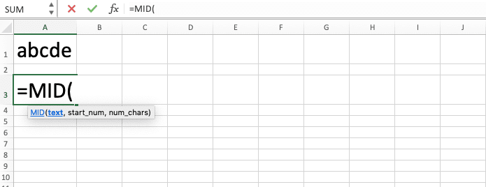 How to Use the MID Function in Excel: Usabilities, Examples, and Its Writing Steps - Screenshot of Step 2