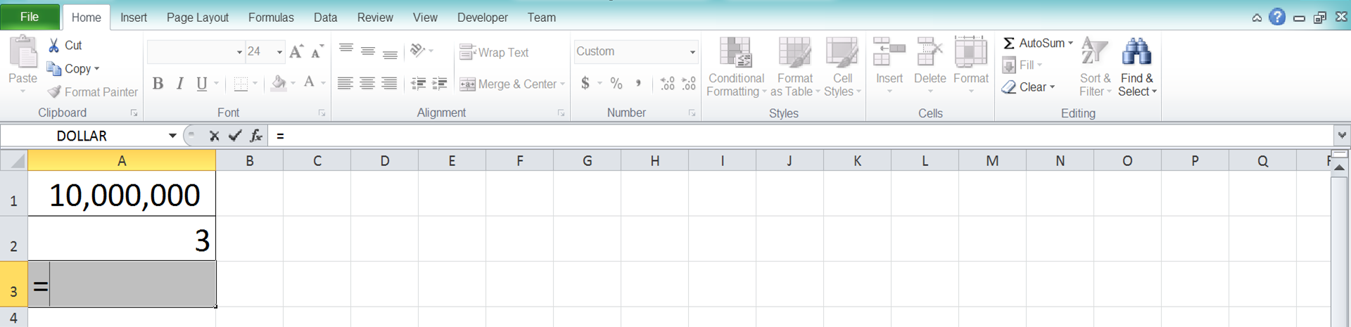 MOD Function in Excel - Screenshot of Step 1