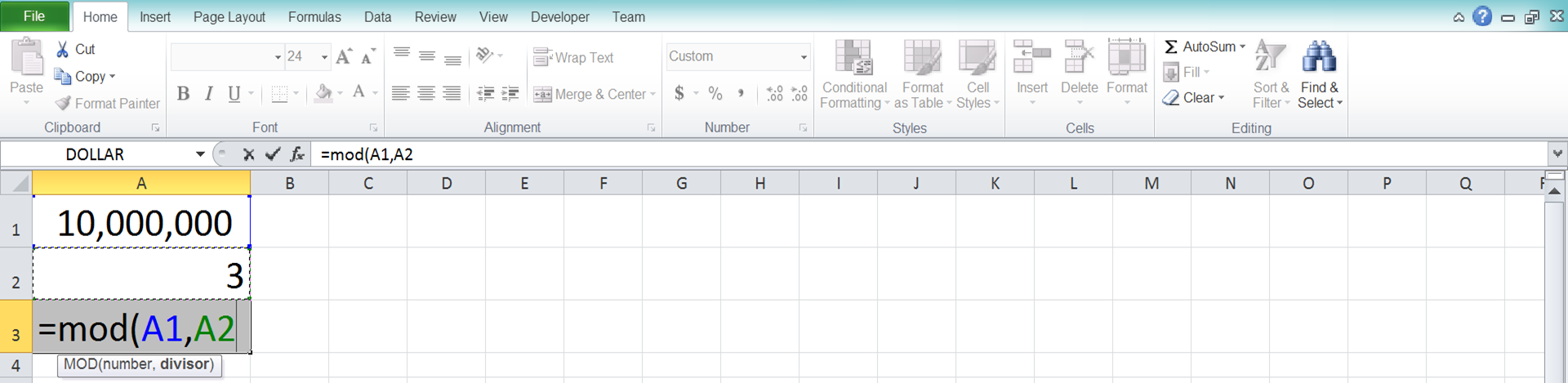 MOD Function in Excel - Screenshot of Step 4