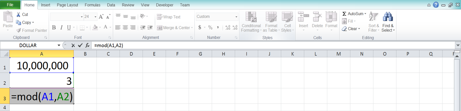 MOD Function in Excel - Screenshot of Step 5