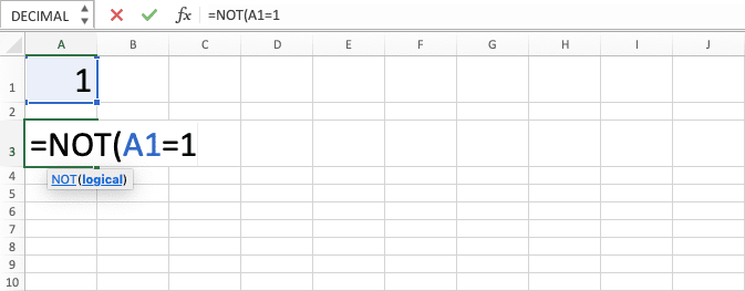 How to Use the NOT Function in Excel: Usabilities, Examples and How to Write It - Screenshot of Step 3