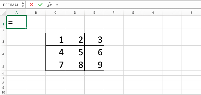 OFFSET Excel Function - Screenshot of Step 1