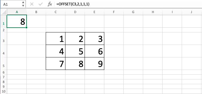 OFFSET Excel Function - Screenshot of Step 10