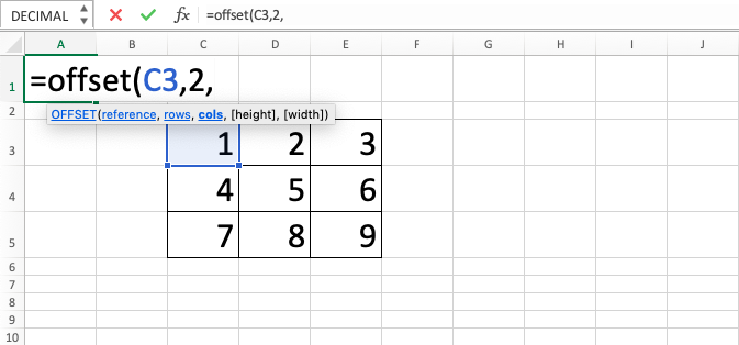 OFFSET Excel Function - Screenshot of Step 4