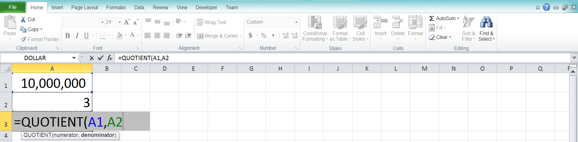 How to Use the QUOTIENT Formula in Excel: Functions, Examples, and Writing Steps - Screenshot of Step 4