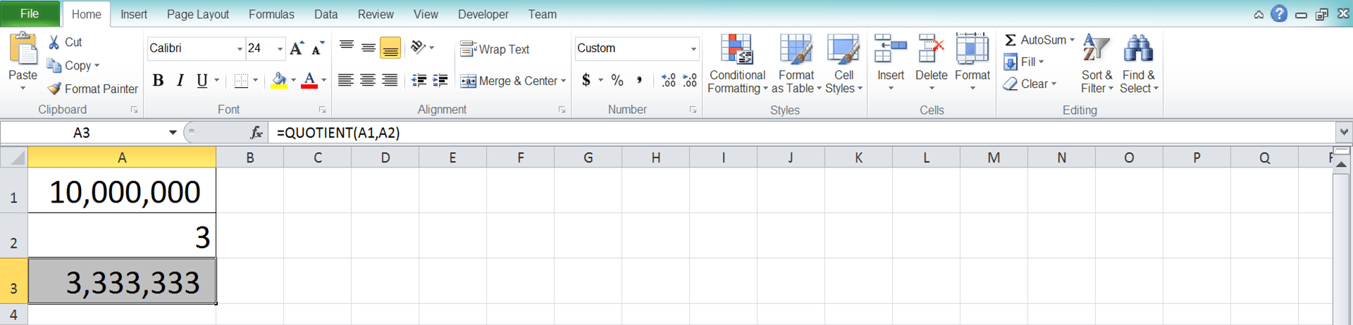 How to Use the QUOTIENT Formula in Excel: Functions, Examples, and Writing Steps - Screenshot of Step 7