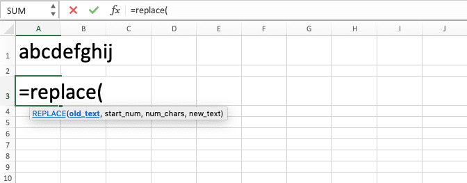 How to Use the REPLACE Function in Excel: Usabilities, Examples, and Writing Steps - Screenshot of Step 2