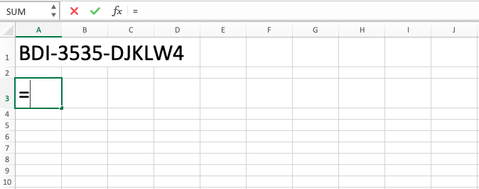 RIGHT Function in Excel - Screenshot of Step 1